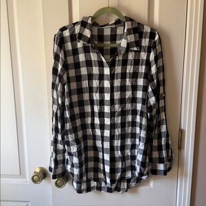 Calvin Klein Black and Cream Plaid Shirt